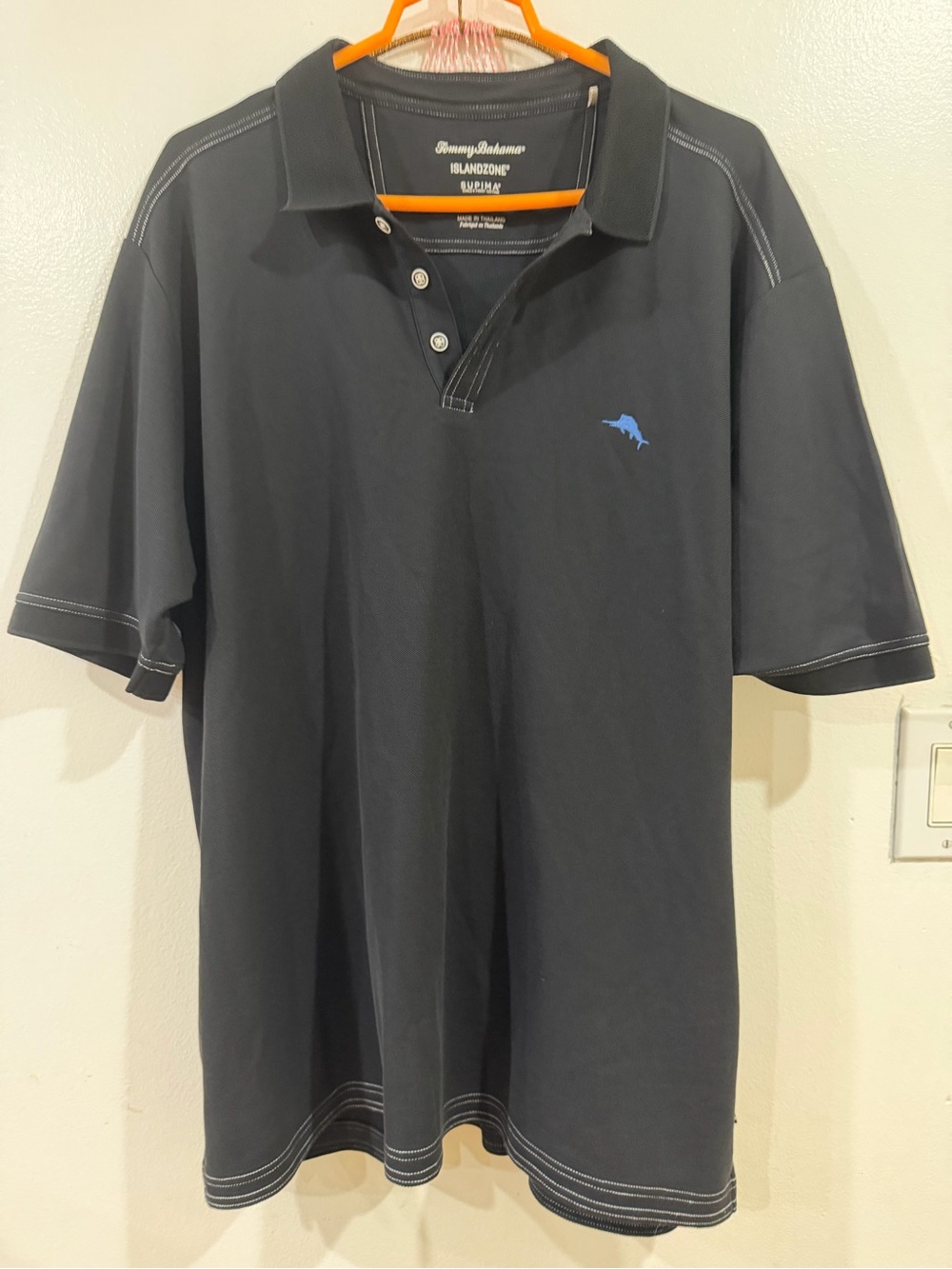 Tommy Bahama Black Polo with Blue Marlin Embroidery